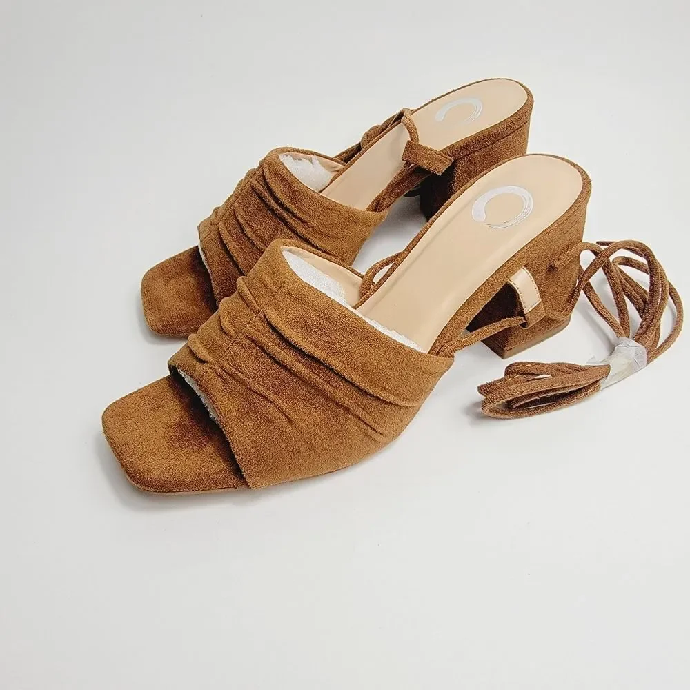 Journee Collection Womens Felisity Open Square Toe Block Heel Sandals Size 6 NIB